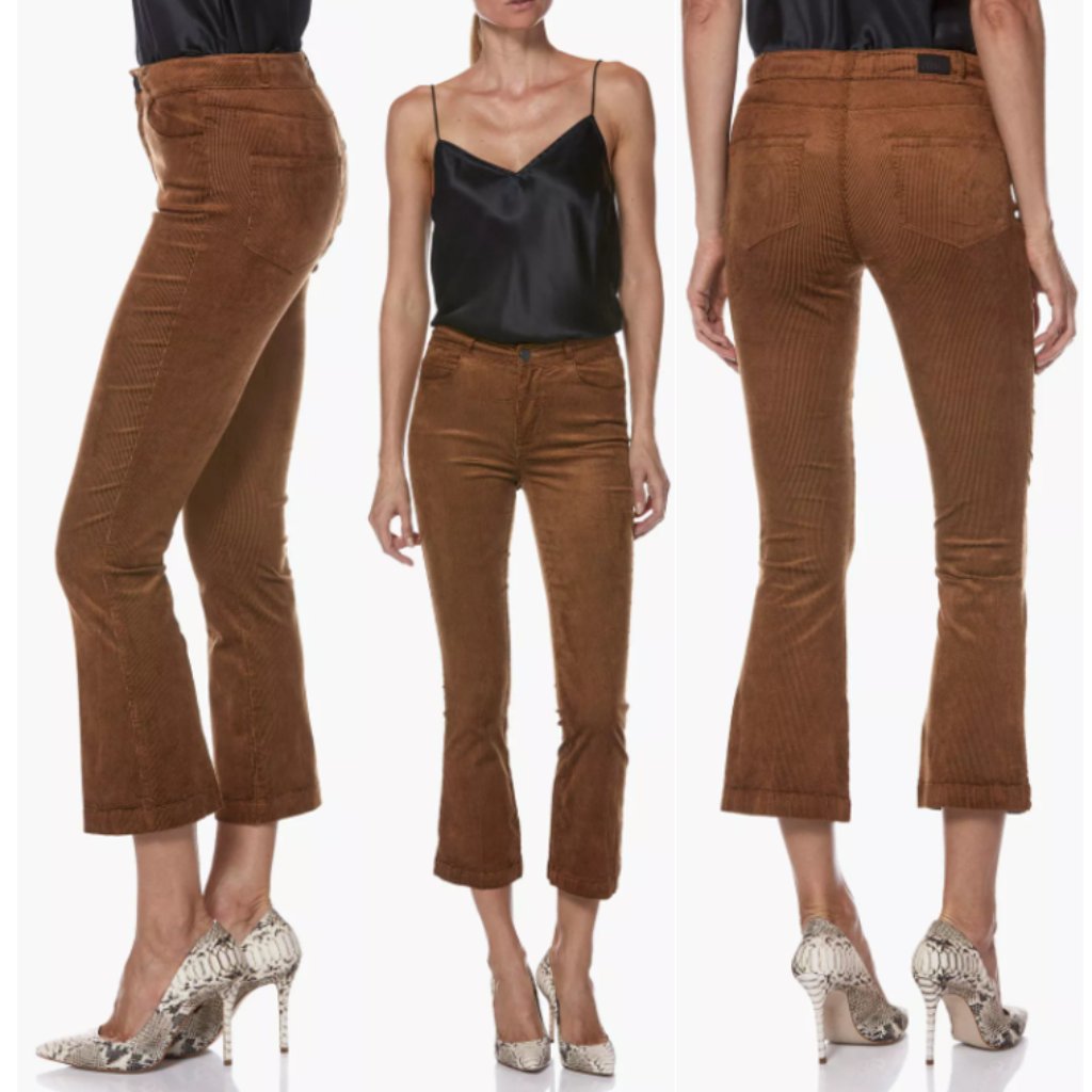 Paige Colette Crop Flare Light Chestnut Cords
